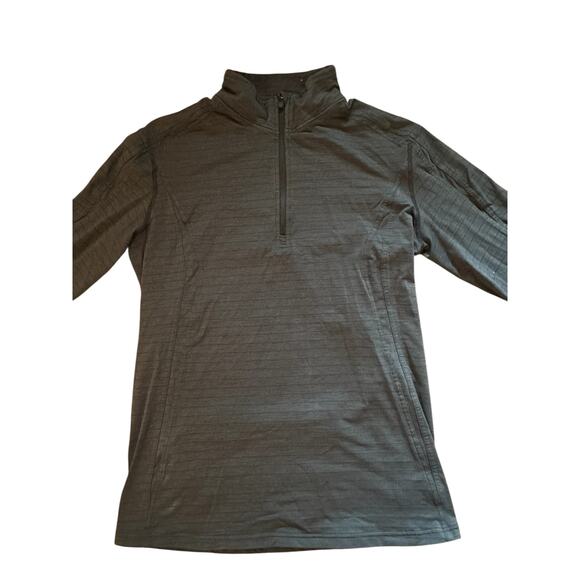 Men M Lululemon Quarter Zip Gray Striped Shirt Top Jacket Run Active Travel - Picture 2 of 6